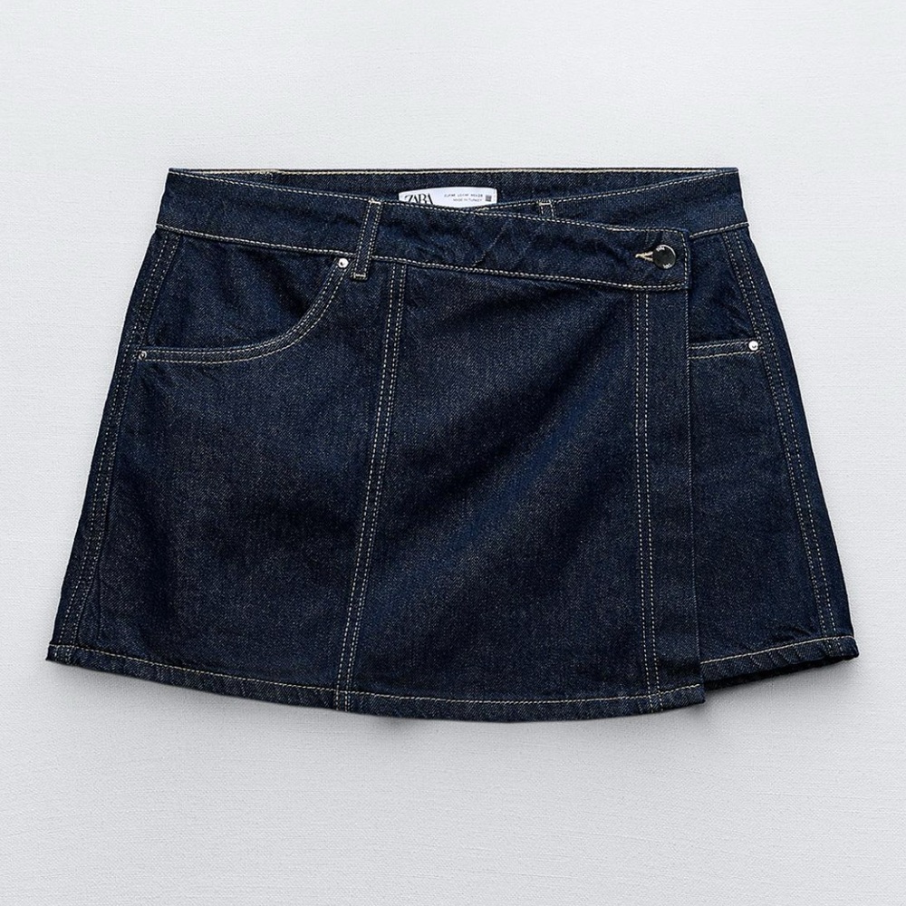 Zara Wrap Dark Denim Skort